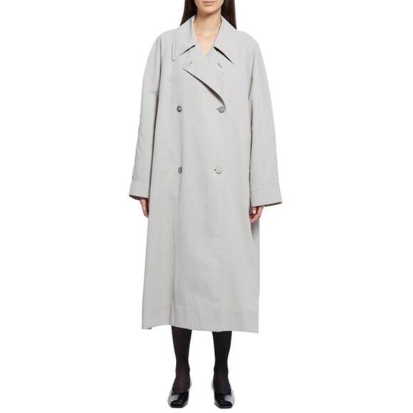 The Row Agathan Technical Nylon Gray Double Breasted Oversized Trench Coat Sz M - Picture 1 of 8